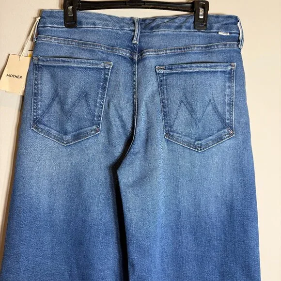 Mother The Roller Fray Wide Leg Denim Jeans Women's 32 Work Hard Play Hard NWT